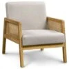 Yaheetech Fabric Upholstered Accent Chair With Rattan Sides, Beige -Living Room Furniture Store 82130743 1