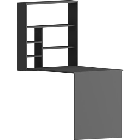 Sedir Minimal Home Office Computer Desk With Bookcase Wall Mounted Table - Anthracite 5 Sedir Minimal Home Office Computer Desk With Bookcase Wall Mounted Table - Anthracite - Image 3