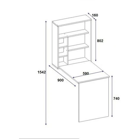 Sedir Minimal Home Office Computer Desk With Bookcase Wall Mounted Table - Anthracite 6 Sedir Minimal Home Office Computer Desk With Bookcase Wall Mounted Table - Anthracite - Image 4