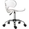 HOMCOM Office Chair Beauty Salon Rolling Technician Stool Chair Low Back White -Living Room Furniture Store 8222177 1