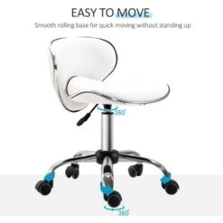HOMCOM Office Chair Beauty Salon Rolling Technician Stool Chair Low Back White 11 HOMCOM Office Chair Beauty Salon Rolling Technician Stool Chair Low Back White -Living Room Furniture Store 8222177 5