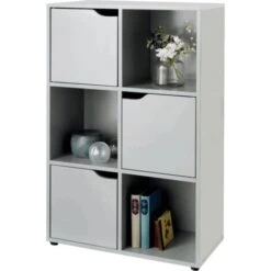 6 Cube Wooden Bookcase Shelving Display Shelves Storage Unit Wood Shelf Door