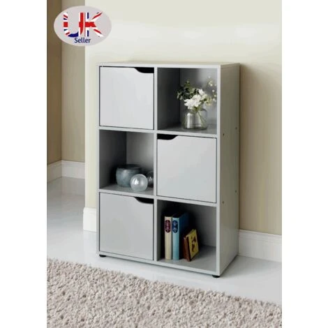 6 Cube Wooden Bookcase Shelving Display Shelves Storage Unit Wood Shelf Door 5 6 Cube Wooden Bookcase Shelving Display Shelves Storage Unit Wood Shelf Door - Image 3