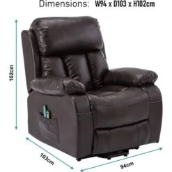 Leather Recliner Armchair, Electric Auto Recliner Massage Sofa Chair, Upto 180kg Weight Capacity, Single Motor Auto Recliner Chair With Side Pocket For Lounge, Home, Living Room -Living Room Furniture Store 82876764 3