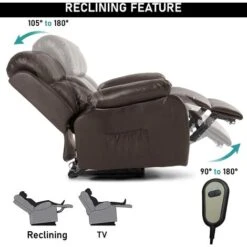 Leather Recliner Armchair, Electric Auto Recliner Massage Sofa Chair, Upto 180kg Weight Capacity, Single Motor Auto Recliner Chair With Side Pocket For Lounge, Home, Living Room -Living Room Furniture Store 82876764 4