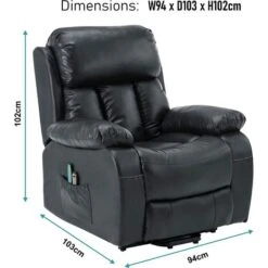 Leather Recliner Armchair, Electric Auto Recliner Massage Sofa Chair, Upto 180kg Weight Capacity, Single Motor Auto Recliner Chair With Side Pocket For Lounge, Home, Living Room -Living Room Furniture Store 82876768 3