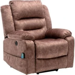 Electric Power Lift Recliner Chair Sofa Armchair With Massage And Heat 2 Side Pockets USB Ports For Living Room, Brown