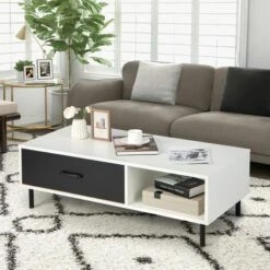 Modern Coffee Table Accent Center Table Desk Living Room Furniture W/ Drawer 9 Modern Coffee Table Accent Center Table Desk Living Room Furniture W/ Drawer -Living Room Furniture Store 82979375 3