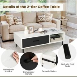 Modern Coffee Table Accent Center Table Desk Living Room Furniture W/ Drawer 10 Modern Coffee Table Accent Center Table Desk Living Room Furniture W/ Drawer -Living Room Furniture Store 82979375 4