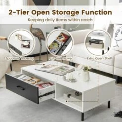 Modern Coffee Table Accent Center Table Desk Living Room Furniture W/ Drawer 11 Modern Coffee Table Accent Center Table Desk Living Room Furniture W/ Drawer -Living Room Furniture Store 82979375 5