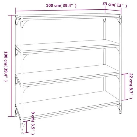 Book Cabinet Brown Oak 100x33x100 Cm Engineered Wood And Steel VidaXL 5 Book Cabinet Brown Oak 100x33x100 Cm Engineered Wood And Steel VidaXL - Image 3