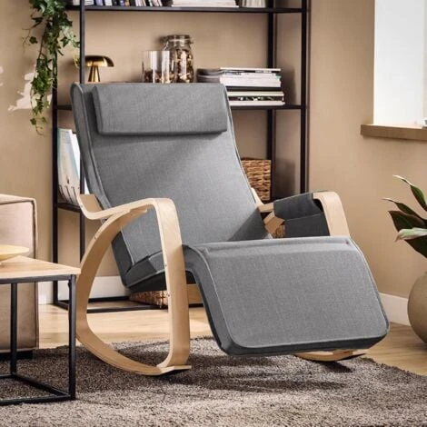 SoBuy Relax Chair Rocking Chair With Adjustable Footrest Side Bag, FST18-DG 4 SoBuy Relax Chair Rocking Chair With Adjustable Footrest Side Bag, FST18-DG - Image 2