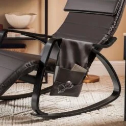 SoBuy PU Leather Rocking Chair With Adjustable Footrest And Removable Side Bag, FST20-BR -Living Room Furniture Store 8348636 5
