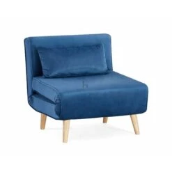Kendal Blue Velvet Single Futon Sofa Bed