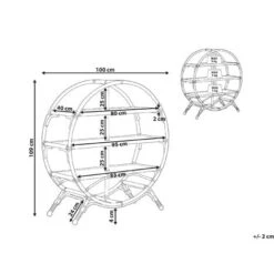 Bookcase 3 Tiers Light Wood Natural Rattan Open Back Oval Room Divider Tuvalu II -Living Room Furniture Store 83725810 3 1