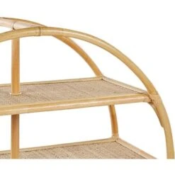 Bookcase 3 Tiers Light Wood Natural Rattan Open Back Oval Room Divider Tuvalu II -Living Room Furniture Store 83725810 5
