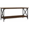 Coffee Table Brown Oak 100x45x45 Cm Engineered Wood And Iron VidaXL -Living Room Furniture Store 83817167 1