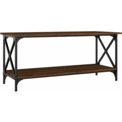 Coffee Table Brown Oak 100x45x45 Cm Engineered Wood And Iron VidaXL