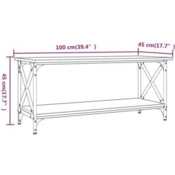 Coffee Table Brown Oak 100x45x45 Cm Engineered Wood And Iron VidaXL -Living Room Furniture Store 83817167 3