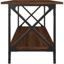 Coffee Table Brown Oak 100x45x45 Cm Engineered Wood And Iron VidaXL -Living Room Furniture Store 83817167 5