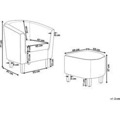 Classic Fabric Tub Chair With Footstool Grey Fabric Armchair Living Room Holden -Living Room Furniture Store 8465784 3