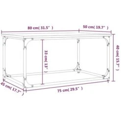 Coffee Table Sonoma Oak 80x50x40 Cm Engineered Wood And Iron VidaXL -Living Room Furniture Store 85551478 3