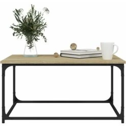 Coffee Table Sonoma Oak 80x50x40 Cm Engineered Wood And Iron VidaXL -Living Room Furniture Store 85551478 5