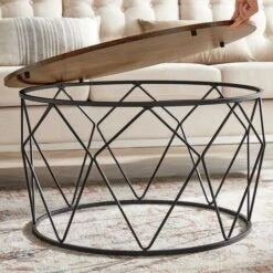 Songmics VASAGLE Round Coffee Table, Small Centre Table With Steel Frame, For Living Room, Bedroom, Study, Industrial Style, Rustic Brown And Black LCT040B01 -Living Room Furniture Store 85752550 4