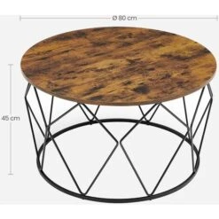 Songmics VASAGLE Round Coffee Table, Small Centre Table With Steel Frame, For Living Room, Bedroom, Study, Industrial Style, Rustic Brown And Black LCT040B01 -Living Room Furniture Store 85752550 5