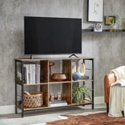 Songmics VASAGLE Bookshelf, Bookcase, Shelving Unit, TV Stand, Console Table, 6 Compartments, For Office, Living Room, Bedroom, 33 X 120 X 80 Cm, Industrial Design, Rustic Brown And Black LLS104B01 9 Songmics VASAGLE Bookshelf, Bookcase, Shelving Unit, TV Stand, Console Table, 6 Compartments, For Office, Living Room, Bedroom, 33 X 120 X 80 Cm, Industrial Design, Rustic Brown And Black LLS104B01 -Living Room Furniture Store 85752563 3
