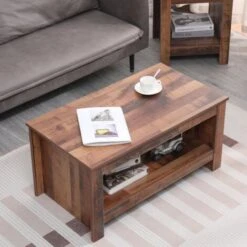 HMD FURNITURE Wooden Simple Coffee Table With Storage Bottom Shelf,Living Room Furniture,85x47x42cm(LxWxH) -Living Room Furniture Store 85860164 3