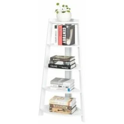 Tier Corner Shelf Stand Wood Display Storage Home Furniture White