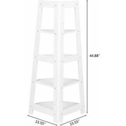 Tier Corner Shelf Stand Wood Display Storage Home Furniture White -Living Room Furniture Store 85880732 4