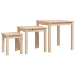 Nesting Tables 3 Pcs Solid Wood Pine VidaXL