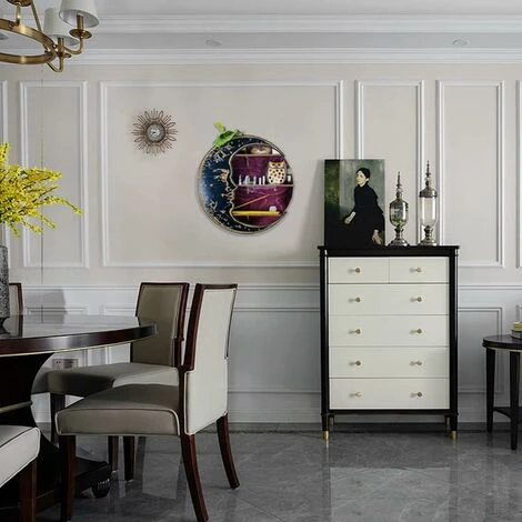 Antique Wall Display Moon Shelf Wall Decor Wood Shelf Bedroom Kitchen Essential Oil Shelf (25cm,White 5 Antique Wall Display Moon Shelf Wall Decor Wood Shelf Bedroom Kitchen Essential Oil Shelf (25cm,White - Image 3