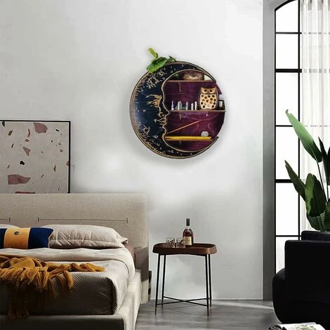 Antique Wall Display Moon Shelf Wall Decor Wood Shelf Bedroom Kitchen Essential Oil Shelf (25cm,White 6 Antique Wall Display Moon Shelf Wall Decor Wood Shelf Bedroom Kitchen Essential Oil Shelf (25cm,White - Image 4