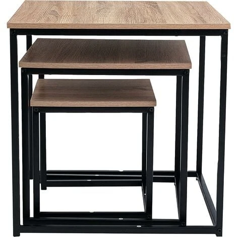 Nest Coffee Table 3 In 1 Set Compact Modern Design For Space Saving NATURAL 6 Nest Coffee Table 3 In 1 Set Compact Modern Design For Space Saving NATURAL - Image 4