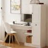 Izel Country - Computer Desk With Bookcase Cabinet Modern Workstation Home Office - White 2 Izel Country - Computer Desk With Bookcase Cabinet Modern Workstation Home Office - White -Living Room Furniture Store 87495776 1