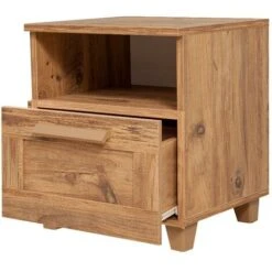 Hedere Bedside Table Cabinet Chest Nightstand Bedroom Furniture - Pine -Living Room Furniture Store 87495825 3