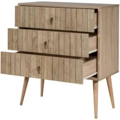 City 3 Drawer Chest Of Drawers Bedroom Storage Furniture Rustic Natural -Living Room Furniture Store 87495827 3