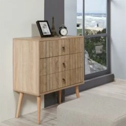 City 3 Drawer Chest Of Drawers Bedroom Storage Furniture Rustic Natural -Living Room Furniture Store 87495827 5