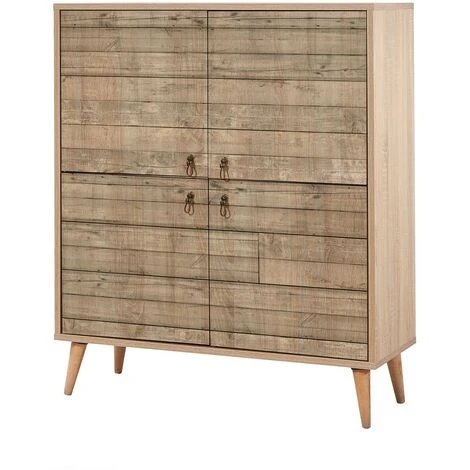Natural - Sideboard Cabinet Cupboard Storage Furniture Drawers & Doors- Solid Wooden Legs 3 Natural - Sideboard Cabinet Cupboard Storage Furniture Drawers & Doors- Solid Wooden Legs