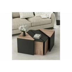 Flora Set Of 4 Nesting Table - Taupe & Black -Living Room Furniture Store 87496284 2