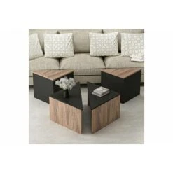 Flora Set Of 4 Nesting Table - Taupe & Black -Living Room Furniture Store 87496284 3