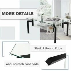 2-Tier Rectangle Glass Coffee Table Center Cocktail Side Table Home Tea Table -Living Room Furniture Store 87500383 5