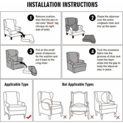 Stretch Wingback Armchair Cover, Elastic Wingback Armchair Slipcover Faux Fox Fur Material Relax Sofa Cover -Living Room Furniture Store 87626473 5