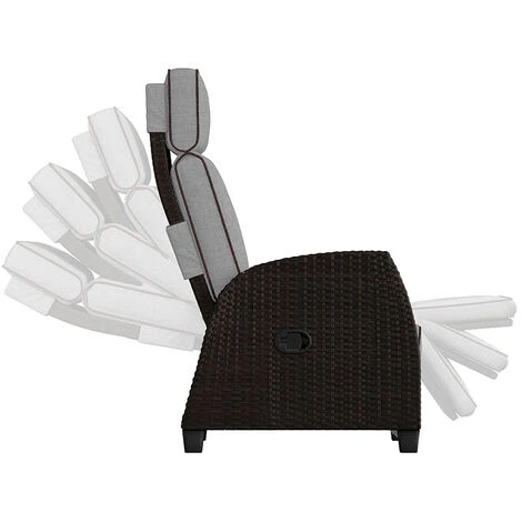 Grand Patio Recliner PE Wicker, Adjustable Position Height Armchair With Flip Table And Cushion, Aluminum Frame, Lounge Chair For Indoor, Outdoor(Brown Wicker, Grey Cushion) 4 Grand Patio Recliner PE Wicker, Adjustable Position Height Armchair With Flip Table And Cushion, Aluminum Frame, Lounge Chair For Indoor, Outdoor(Brown Wicker, Grey Cushion) - Image 2