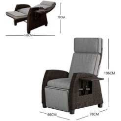 Grand Patio Recliner PE Wicker, Adjustable Position Height Armchair With Flip Table And Cushion, Aluminum Frame, Lounge Chair For Indoor, Outdoor(Brown Wicker, Grey Cushion) 11 Grand Patio Recliner PE Wicker, Adjustable Position Height Armchair With Flip Table And Cushion, Aluminum Frame, Lounge Chair For Indoor, Outdoor(Brown Wicker, Grey Cushion) -Living Room Furniture Store 87813907 5
