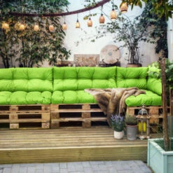 Gardenista Outdoor Tufted Sofa Seat Cushions For Garden Furniture Water Resistant Tufted Pallet Seating Pads Lightweight And Soft Polyester Covers With Crumb Foam Fill 6pck, (Lime) -Living Room Furniture Store 88135193 4