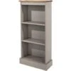 3 Tier Grey Solid Waxed Pine Wood Bookcase Low Display Shelf Storage Furniture -Living Room Furniture Store 88497706 1